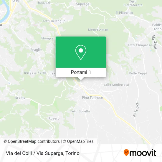 Mappa Via dei Colli / Via Superga