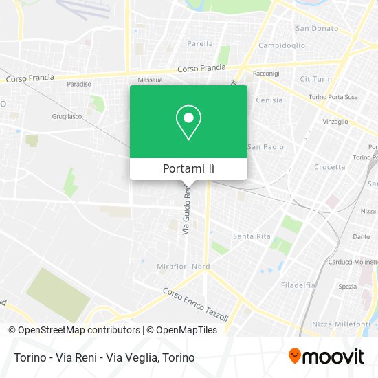 Mappa Torino - Via Reni - Via Veglia