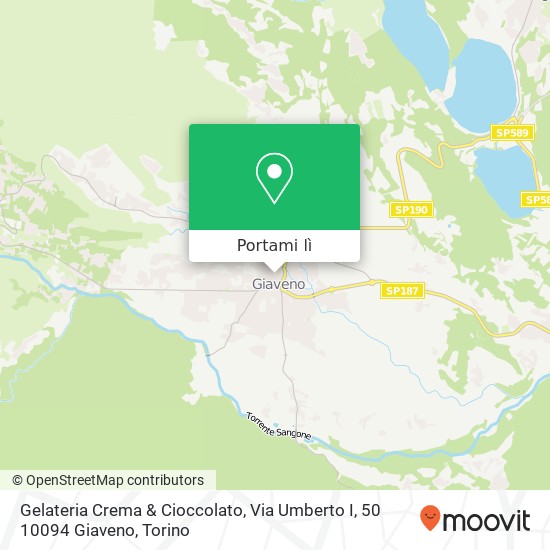 Mappa Gelateria Crema & Cioccolato, Via Umberto I, 50 10094 Giaveno