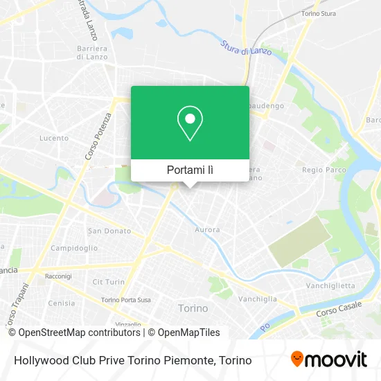 Mappa Hollywood Club Prive Torino Piemonte