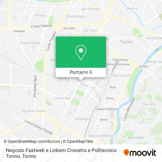 Mappa Negozio Fastweb e Linkem Crocetta e Politecnico Torino