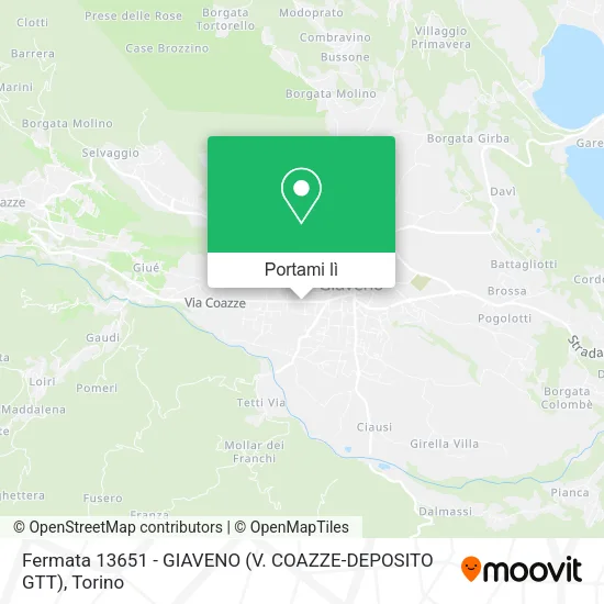Mappa Fermata 13651 - GIAVENO (V. COAZZE-DEPOSITO GTT)