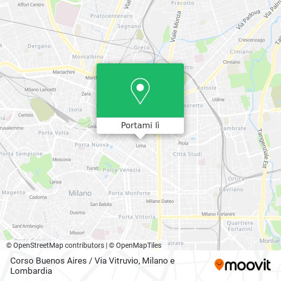 Mappa Corso Buenos Aires / Via Vitruvio