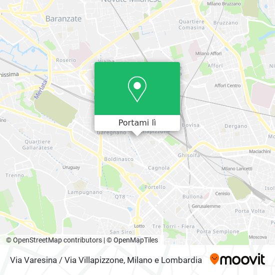 Mappa Via Varesina / Via Villapizzone