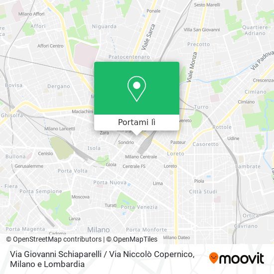 Mappa Via Giovanni Schiaparelli / Via Niccolò Copernico