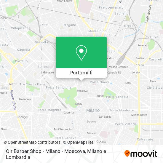 Mappa Oir Barber Shop - Milano - Moscova