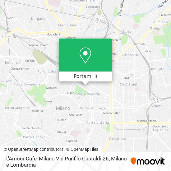 Mappa L'Amour Cafe' Milano Via Panfilo Castaldi 26