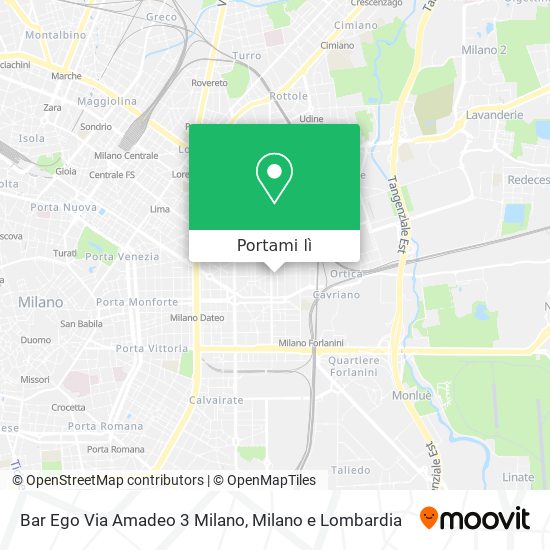 Mappa Bar Ego Via Amadeo 3 Milano