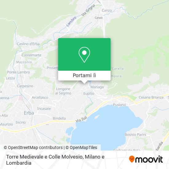 Mappa Torre Medievale e Colle Molvesio