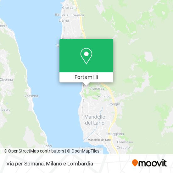 Mappa Via per Somana