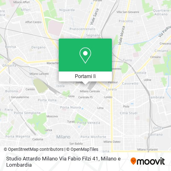 Mappa Studio Attardo Milano Via Fabio Filzi 41