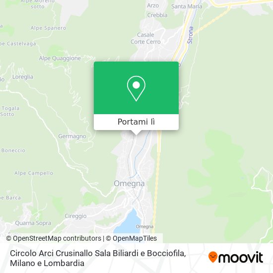 Mappa Circolo Arci Crusinallo Sala Biliardi e Bocciofila