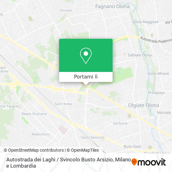 Mappa Autostrada dei Laghi / Svincolo Busto Arsizio