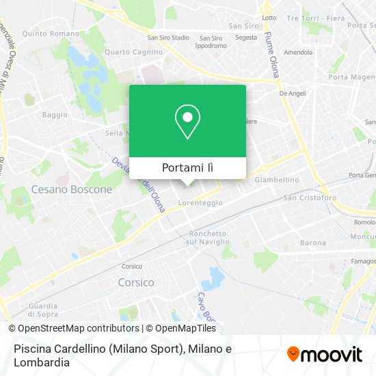 Mappa Piscina Cardellino (Milano Sport)