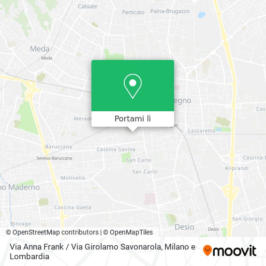 Mappa Via Anna Frank / Via Girolamo Savonarola