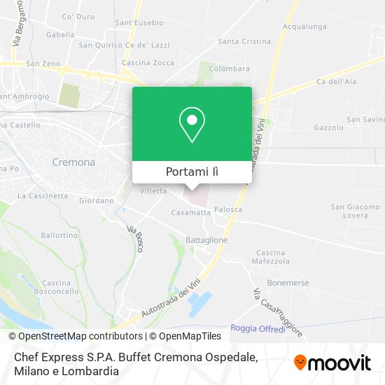 Mappa Chef Express S.P.A. Buffet Cremona Ospedale