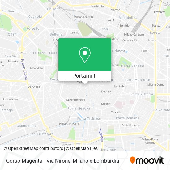 Mappa Corso Magenta - Via Nirone