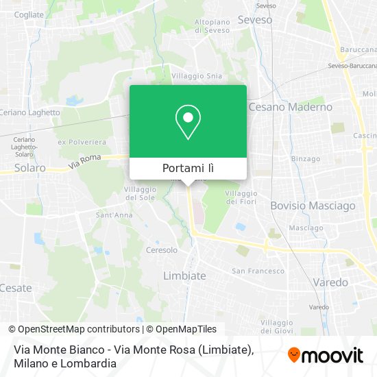Mappa Via Monte Bianco - Via Monte Rosa (Limbiate)