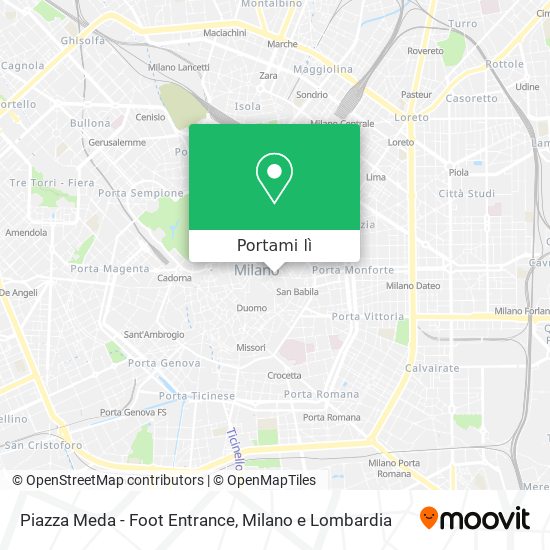 Mappa Piazza Meda - Foot Entrance