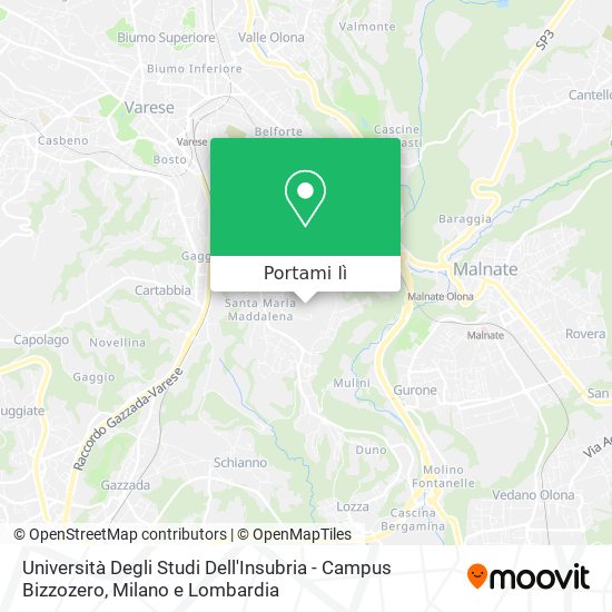 Mappa Università Degli Studi Dell'Insubria - Campus Bizzozero