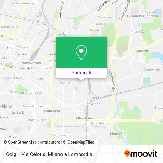 Mappa Golgi - Via Celoria