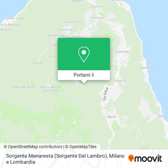 Mappa Sorgente Menaresta (Sorgente Del Lambro)