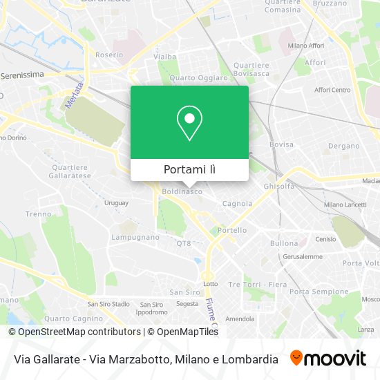 Mappa Via Gallarate - Via Marzabotto