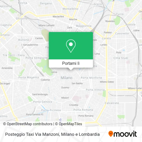 Mappa Posteggio Taxi Via Manzoni