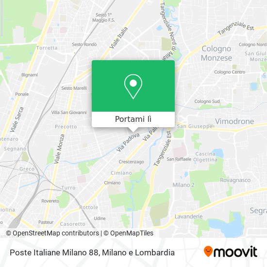 Mappa Poste Italiane Milano 88