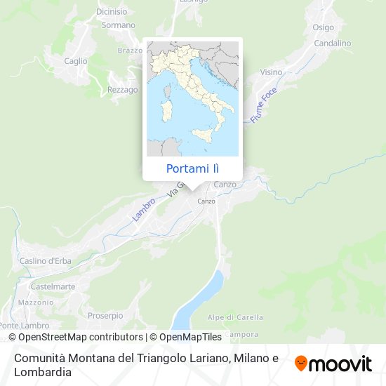 Mappa Comunità Montana del Triangolo Lariano