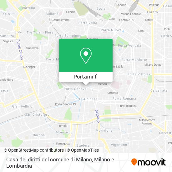 Mappa Casa dei diritti del comune di Milano