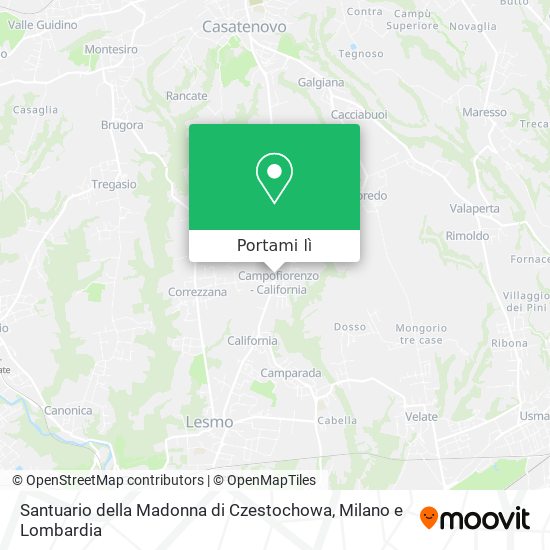 Mappa Santuario della Madonna di Czestochowa