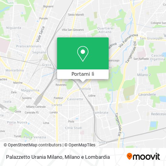 Mappa Palazzetto Urania Milano