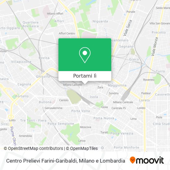 Mappa Centro Prelievi Farini-Garibaldi