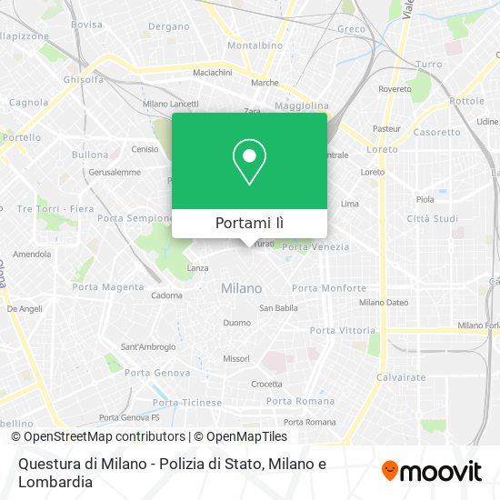Mappa Questura di Milano - Polizia di Stato