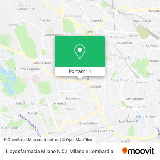 Mappa Lloydsfarmacia Milano N.52