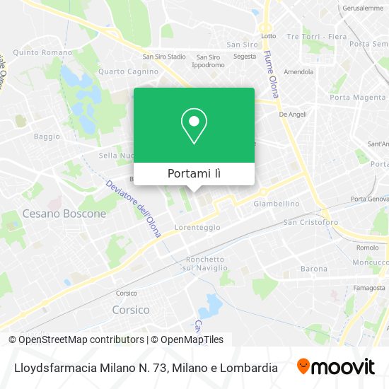 Mappa Lloydsfarmacia Milano N. 73