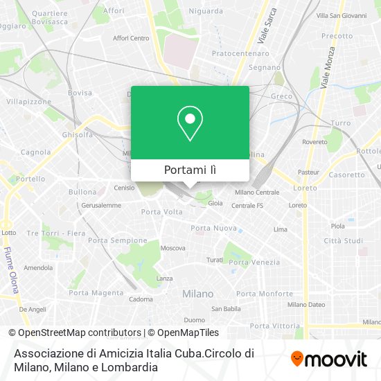 Mappa Associazione di Amicizia Italia Cuba.Circolo di Milano