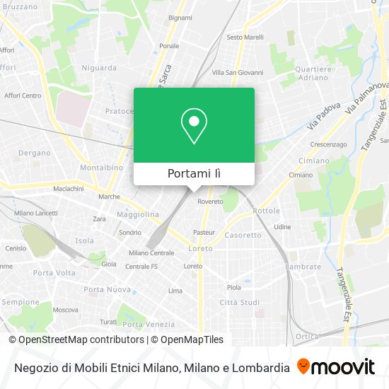 Mappa Negozio di Mobili Etnici Milano