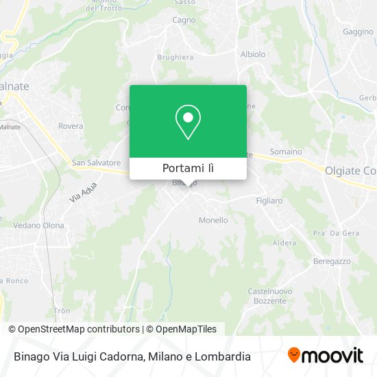 Mappa Binago Via Luigi Cadorna