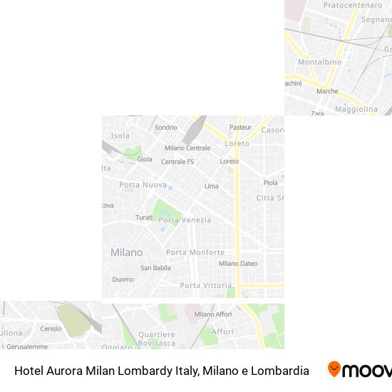 Mappa Hotel Aurora Milan Lombardy Italy