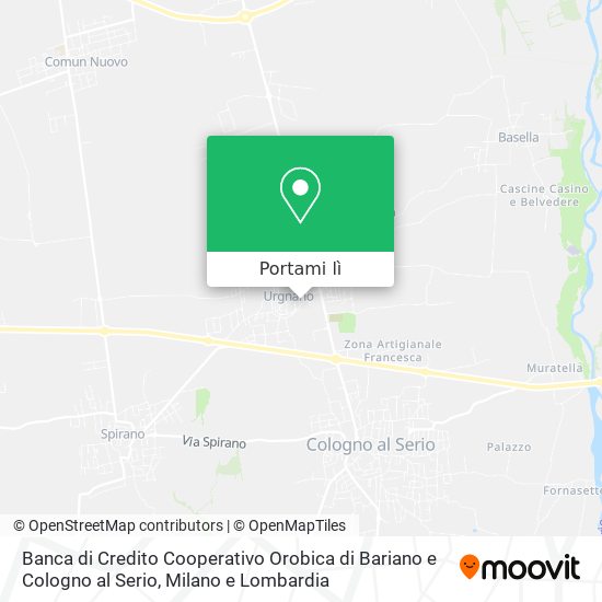 Mappa Banca di Credito Cooperativo Orobica di Bariano e Cologno al Serio