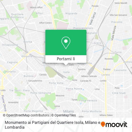 Mappa Monumento ai Partigiani del Quartiere Isola