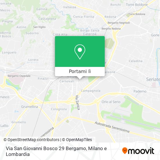 Mappa Via San Giovanni Bosco 29 Bergamo