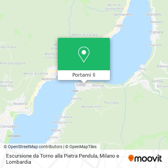Mappa Escursione da Torno alla Pietra Pendula