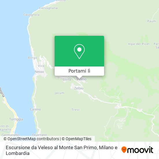 Mappa Escursione da Veleso al Monte San Primo