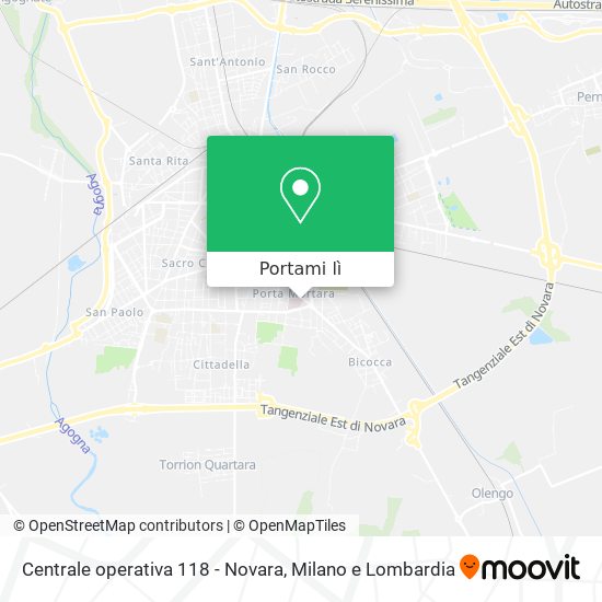 Mappa Centrale operativa 118 - Novara