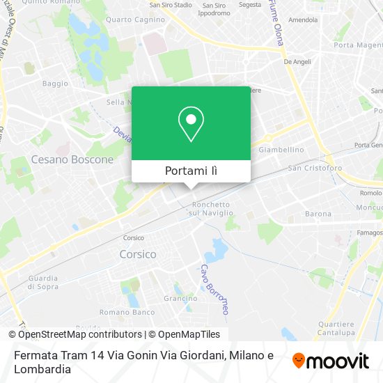 Mappa Fermata Tram 14 Via Gonin Via Giordani