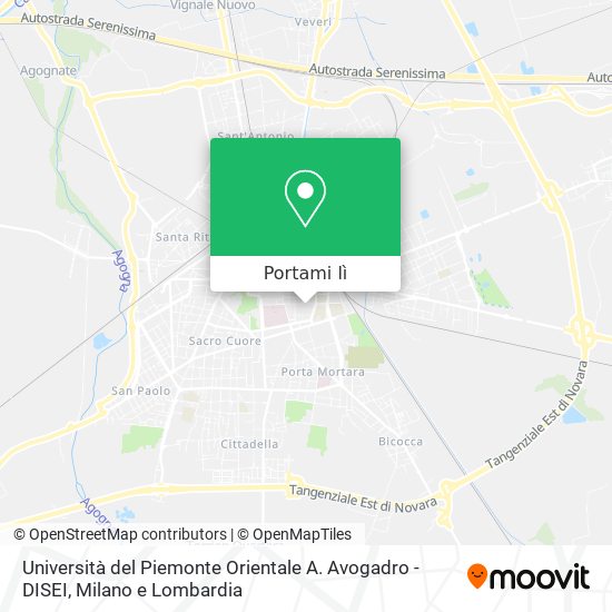 Mappa Università del Piemonte Orientale A. Avogadro - DISEI
