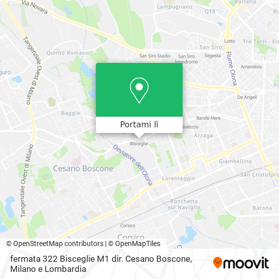 Mappa fermata 322 Bisceglie M1 dir. Cesano Boscone